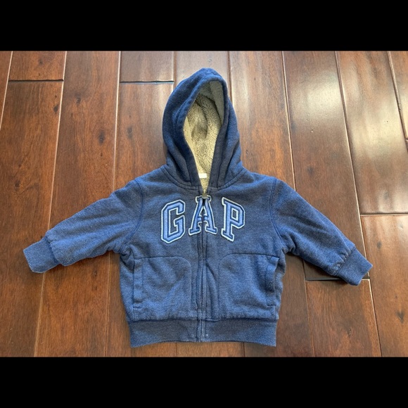 Gap logo cozy hooded jacket, Sherpa lined, 12-18 months - Picture 1 of 7